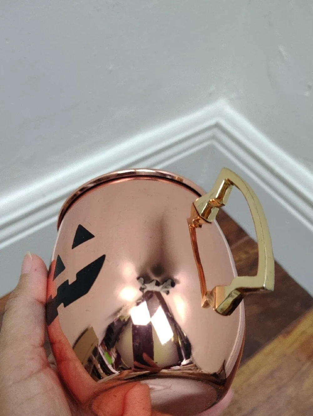Copper Moscow Mule Jack-O'-Lantern Mug with Gold Handle